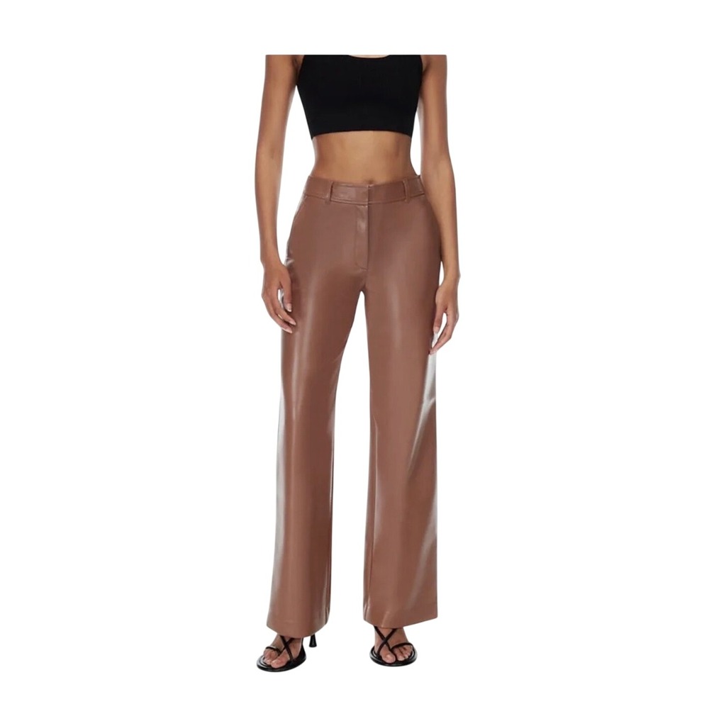 NWT Babaton Bazaar Faux Leather Wide Leg Pants Claret Mauve Women's Size 6